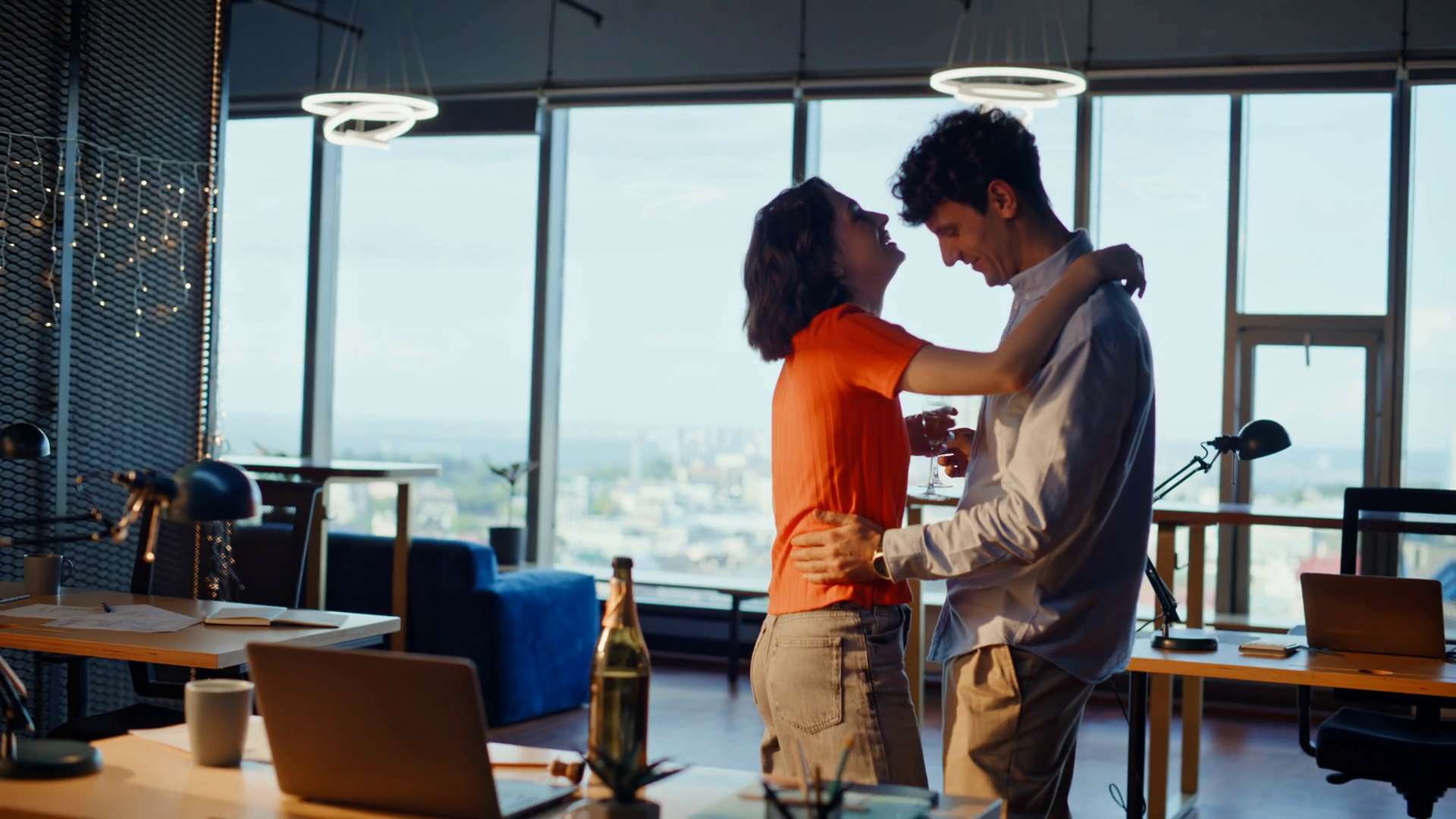 Sensual Pair Dancing Office Smiling Manager Stock Footage SBV-353086615 ...