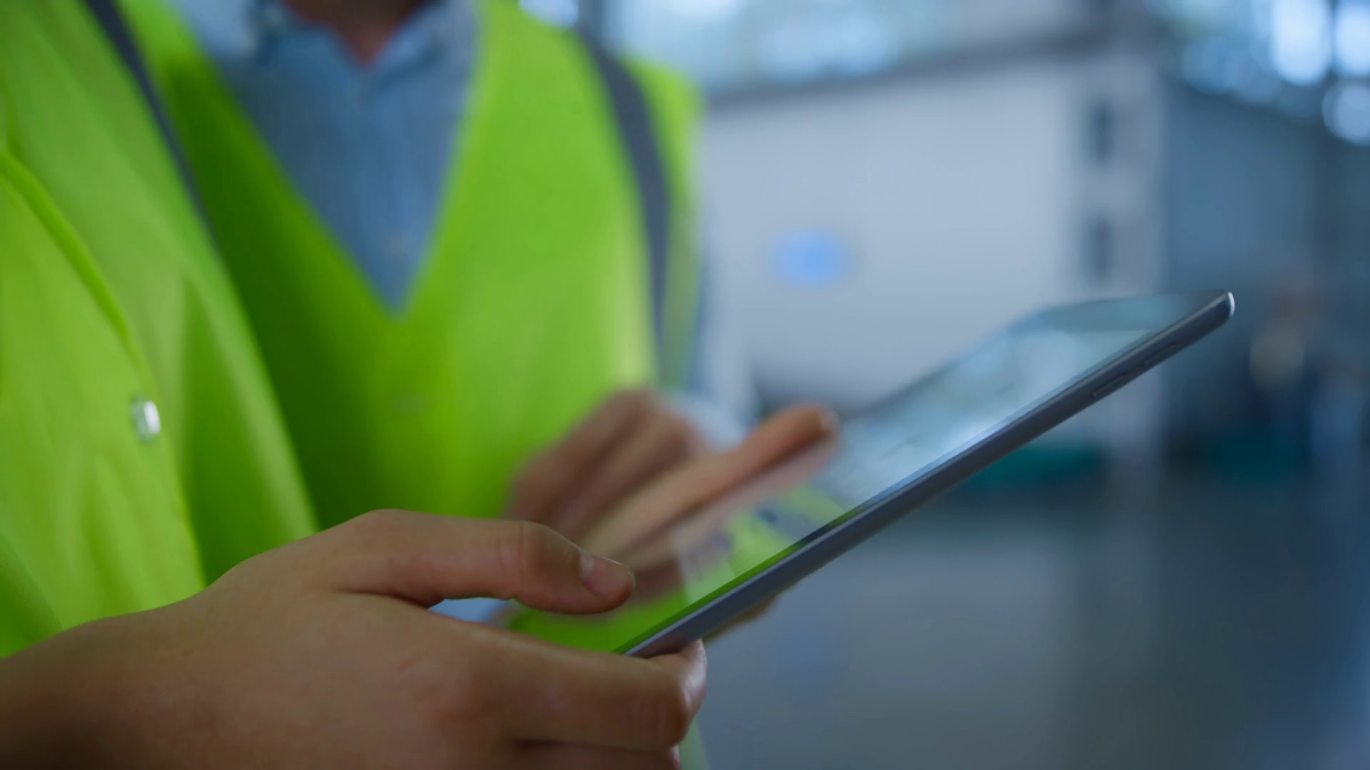 Closeup supervisors hands checking tablet data manufacture inspection ...