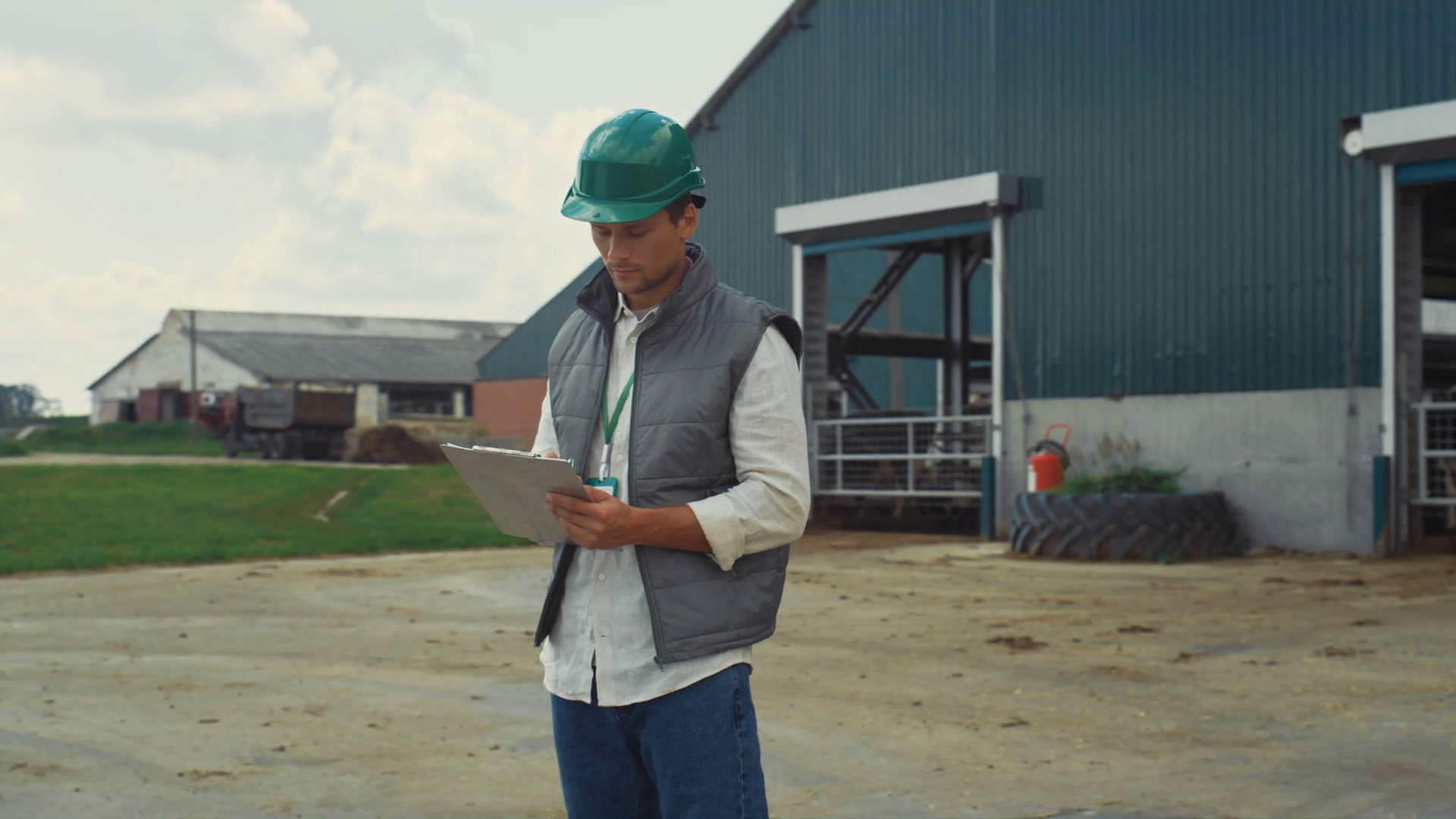 Livestock Supervisor Making Notes Holding Stock Footage SBV346998163