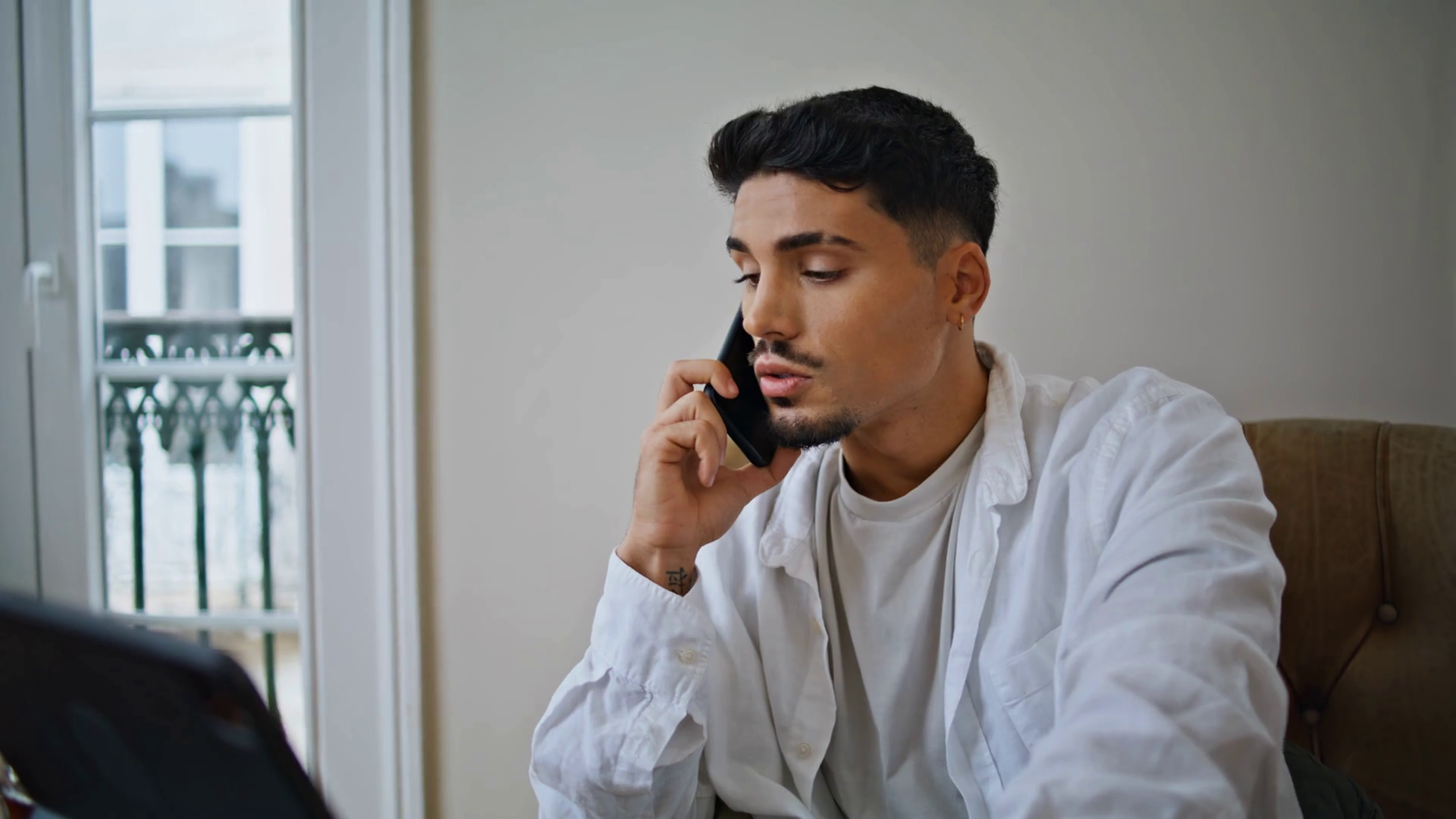 Relaxed Guy Calling Cellphone At Home Stock Footage SBV-348757780 ...