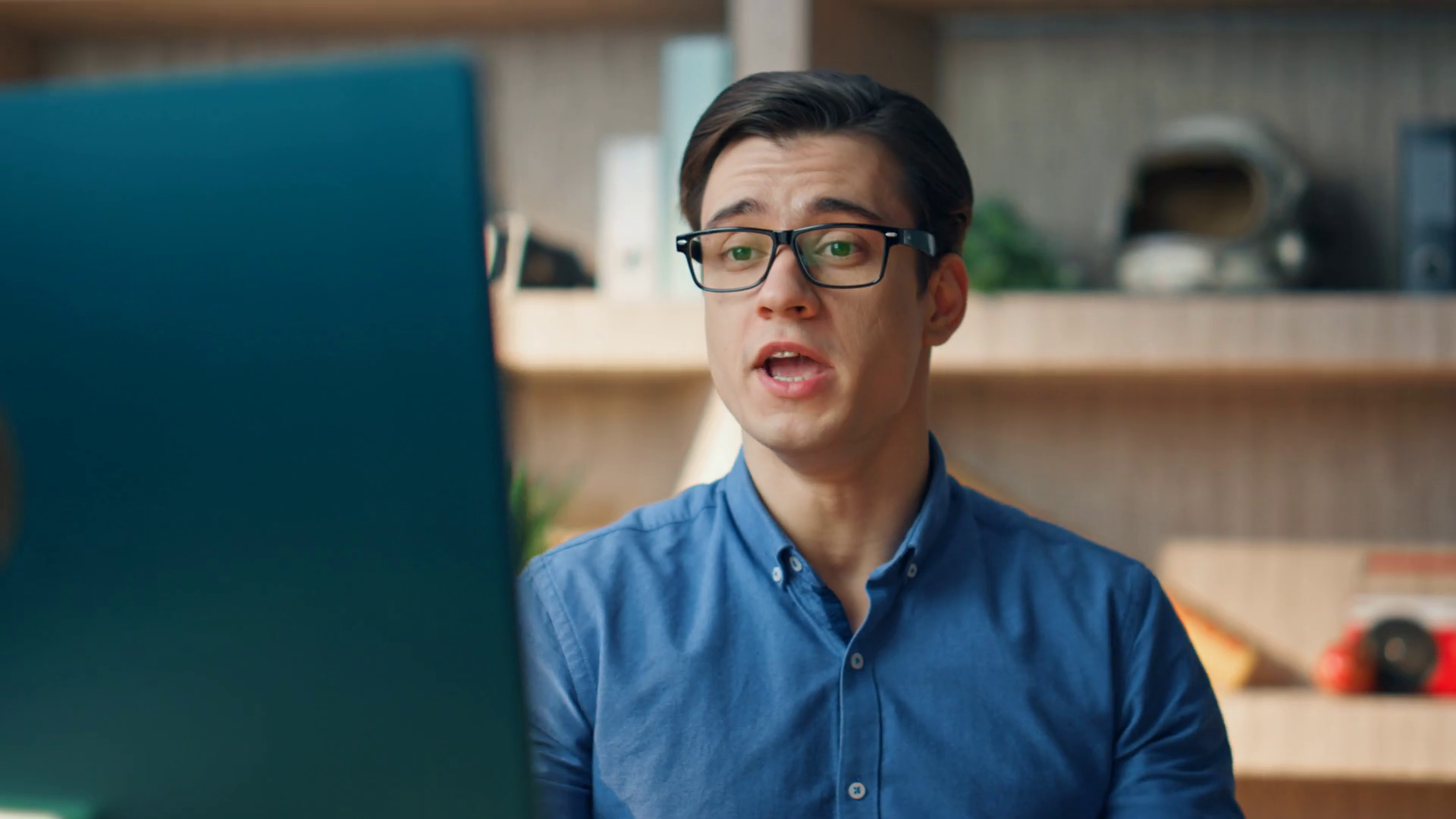 Cheerful Freelancer Speaking Via Video Call Stock Footage SBV348418384