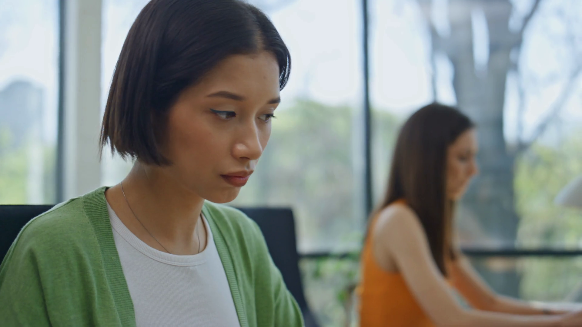Two Women Working Computers At Panoramic Stock Footage SBV-348945877 ...