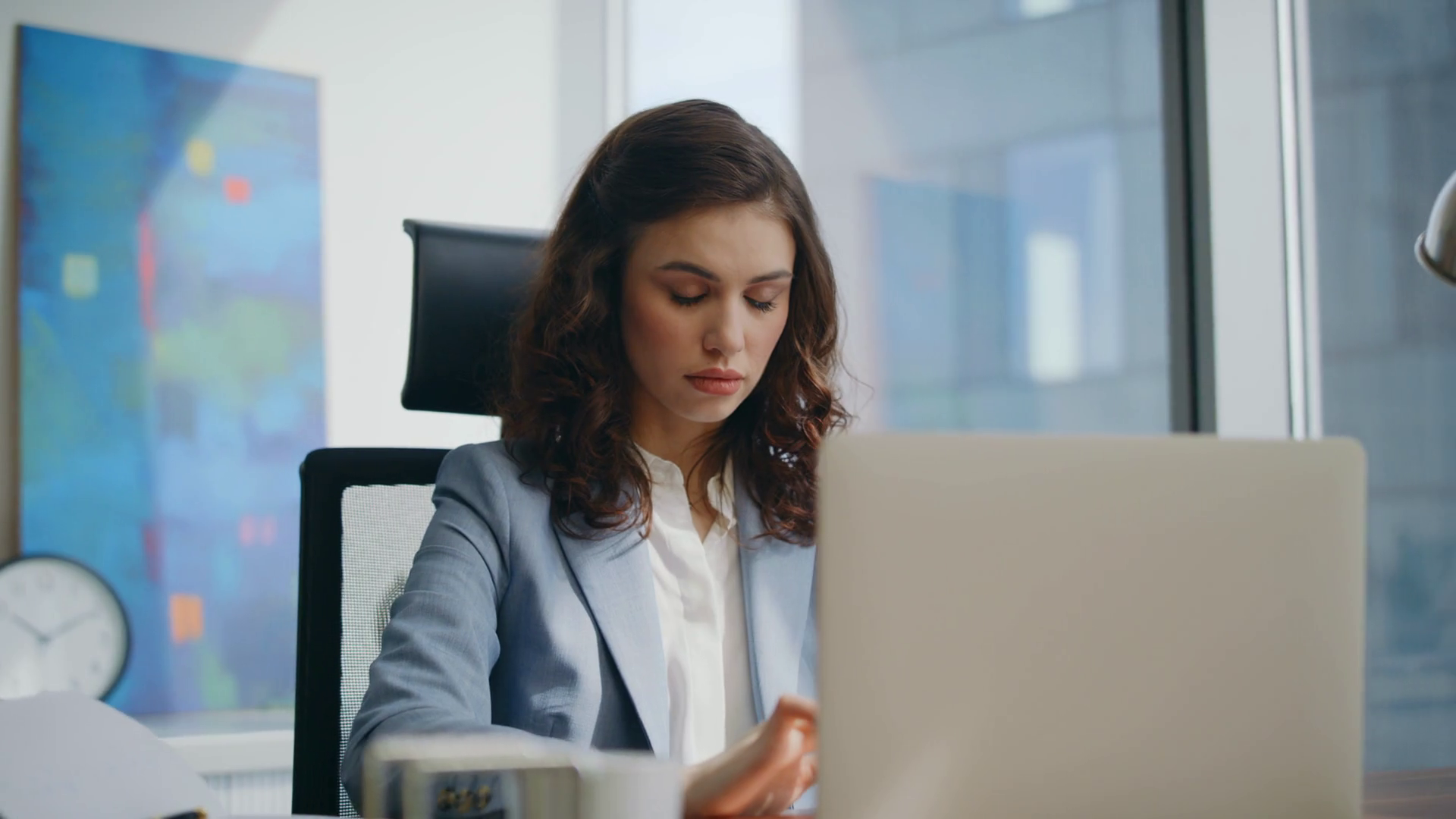 Desperate Woman Manager Looking Laptop Stock Footage SBV-348799512 ...