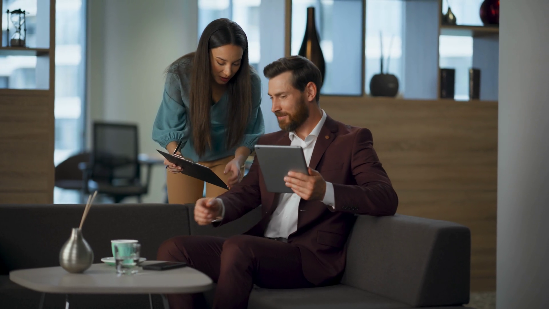 Joyful Business Couple Looking Important Stock Footage SBV-348812574 ...