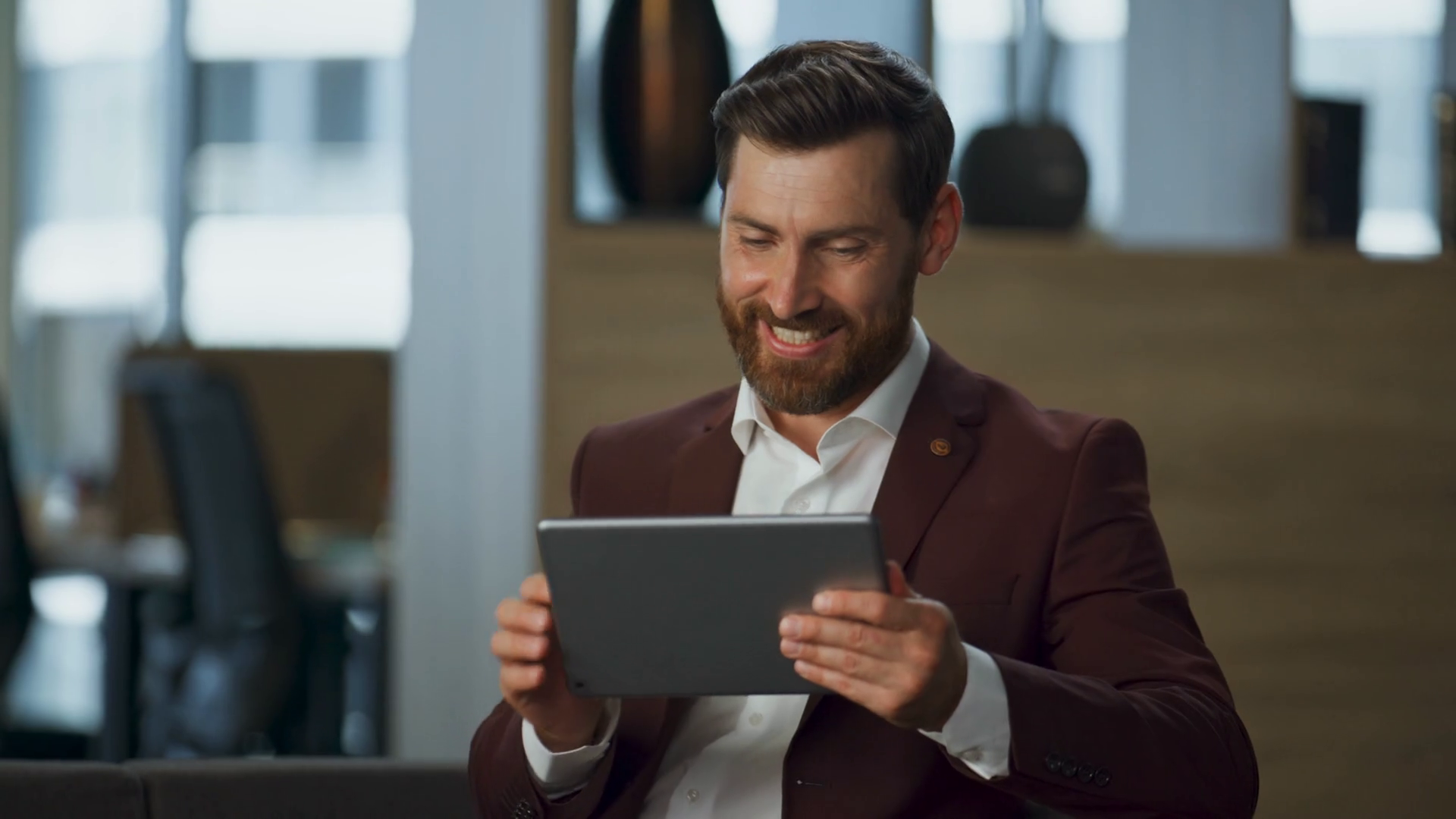 Smiling Manager Looking Tablet Computer Stock Footage SBV-348812208 ...