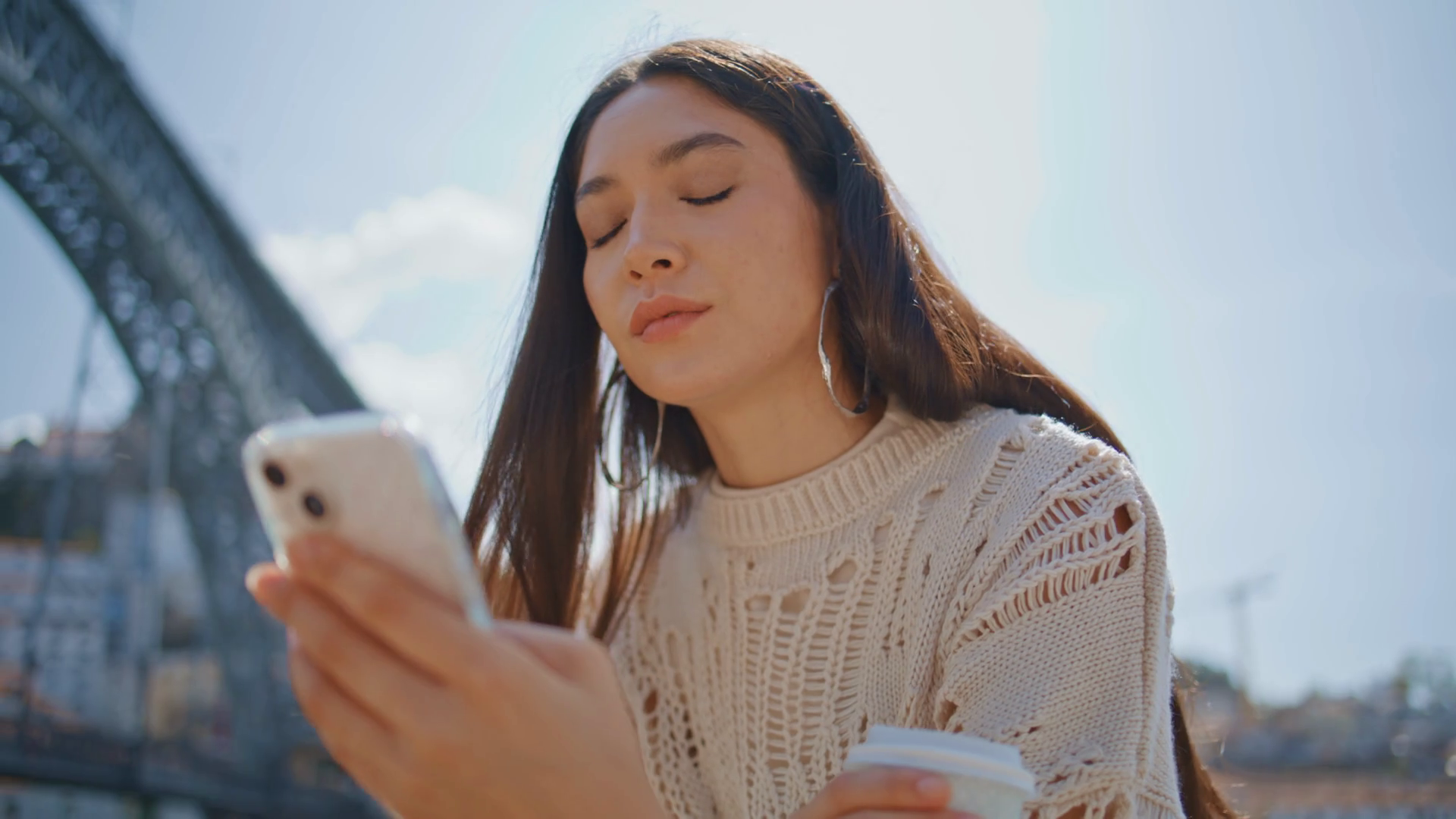 Relaxed Model Texting Mobile Phone Sms At Stock Footage SBV-348927921 ...