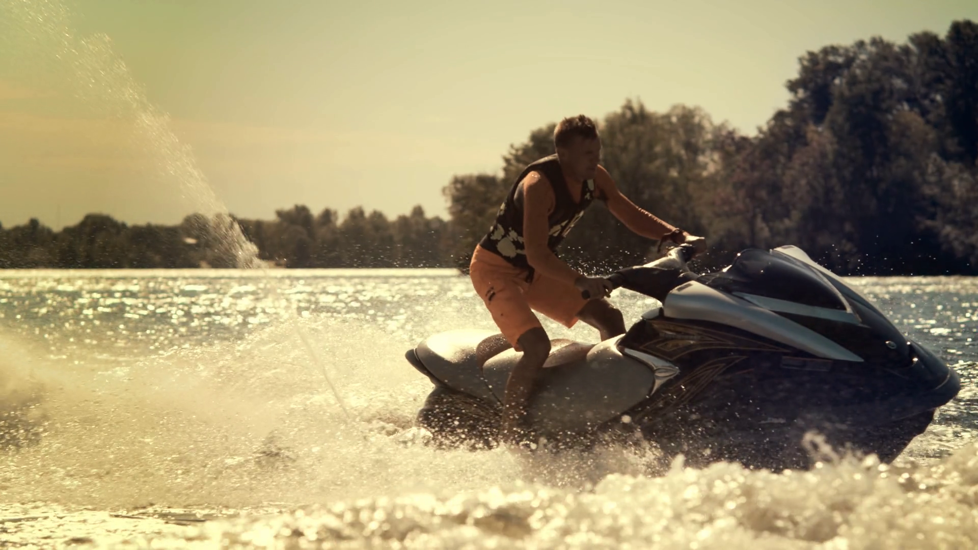 Active Man Riding Jet Ski At Sunny Day Rider Stock Footage SBV