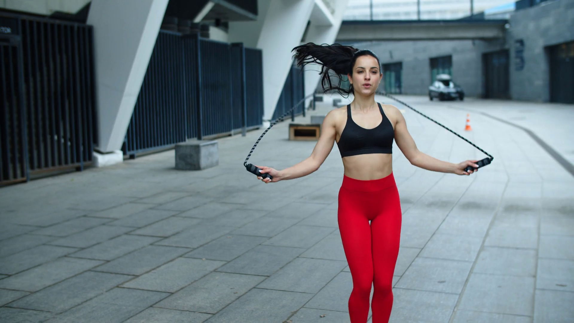 Athlete Woman Jumping On Skipping Rope On Stock Footage SBV-337980710 ...