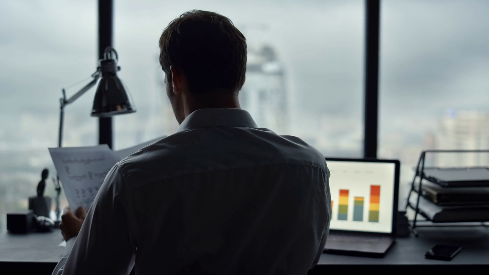 Back View Unrecognizable Businessman Looking Stock Footage SBV ...