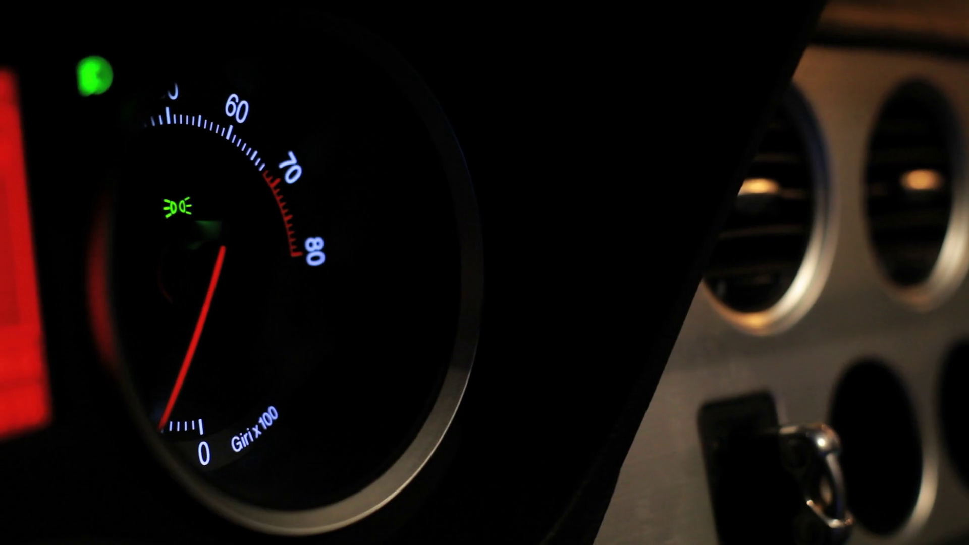 Car tachometer speed. Engine rpm meter. Auto tachometer arrow revving