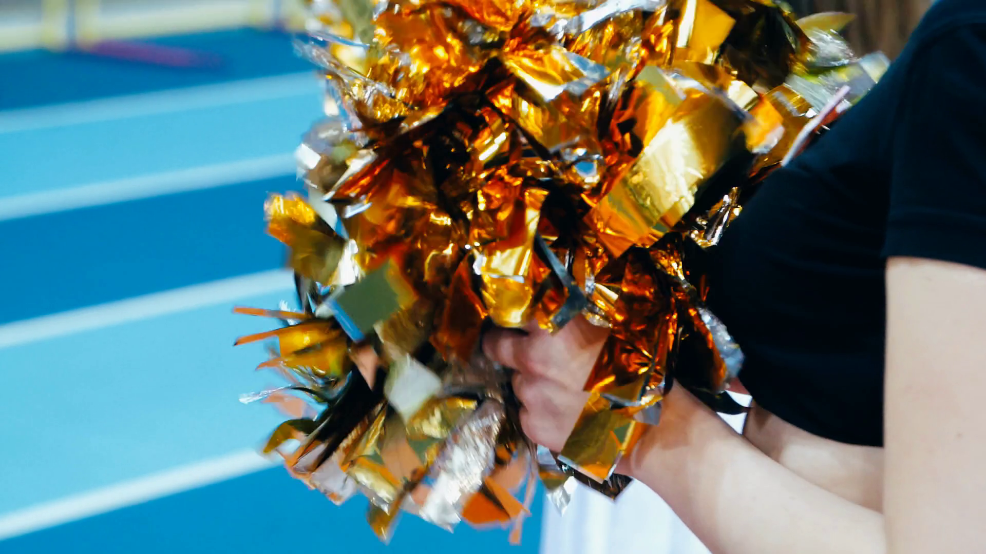 Cheerleaders Pom Poms Glistening During Stock Footage SBV336313014