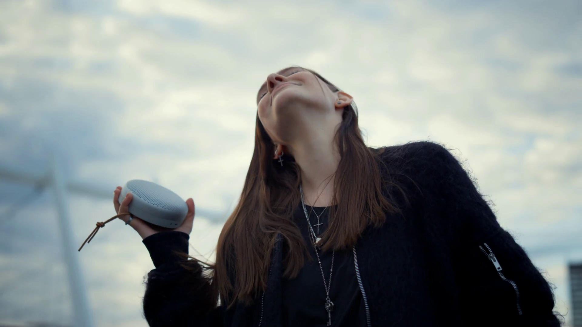 Closeup Cheerful Girl Dancing On City Street Stock Footage SBV