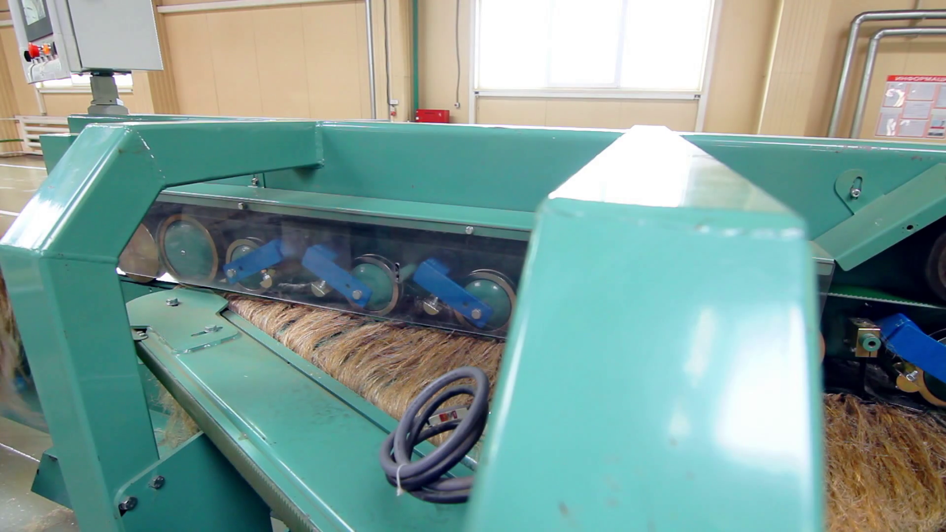 Factory Processing Equipment Flax Fibers At Stock Footage SBV316450411