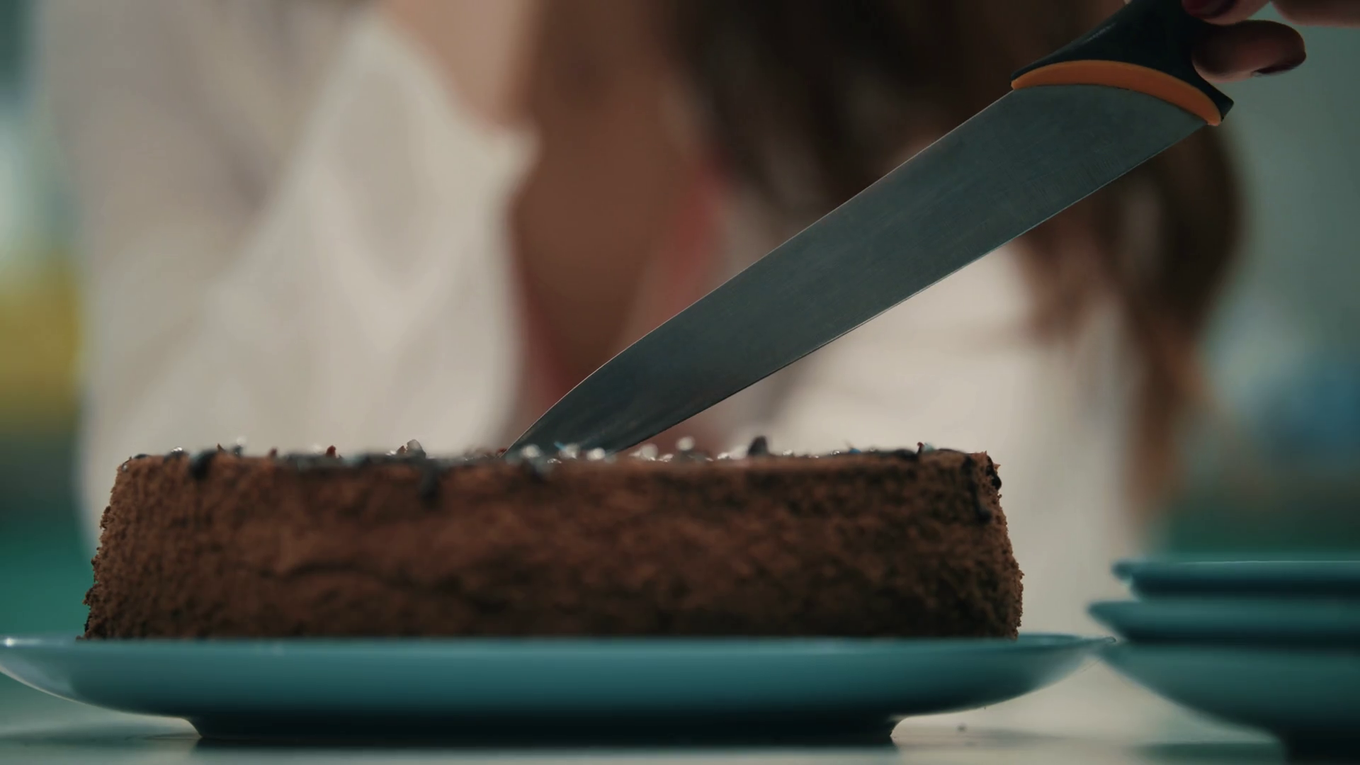 Female Hand Cutting Birthday Cake With Knife Stock Footage SBV330932636 Storyblocks