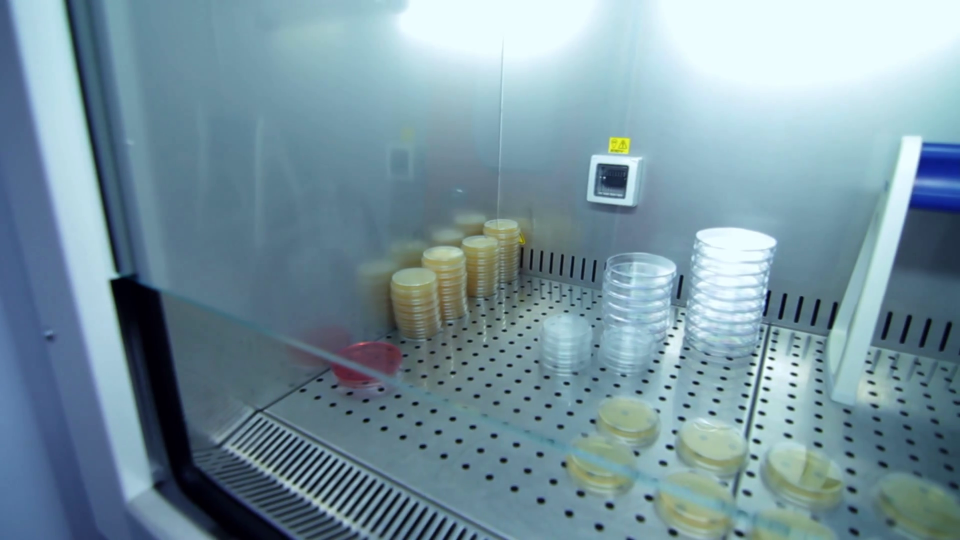 Lab tubes in drying machine. Medical consumables in refrigerator