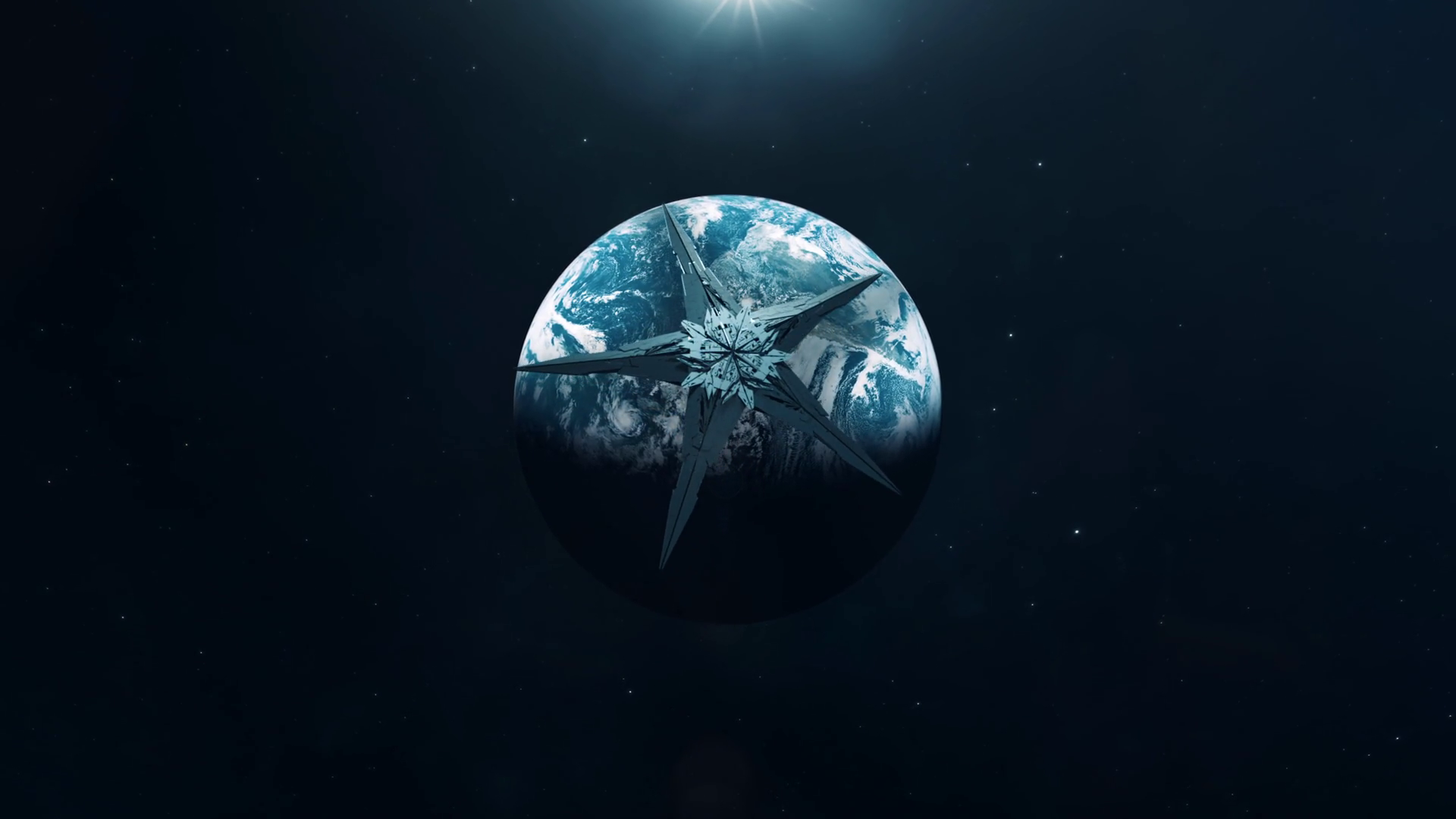 Alien Mothership Approaching Earth Close Motion Background 00