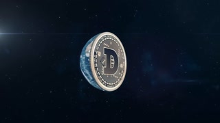 Dogecoin - Planet Earth Rotating to Reveal Cryptocurrency Coin