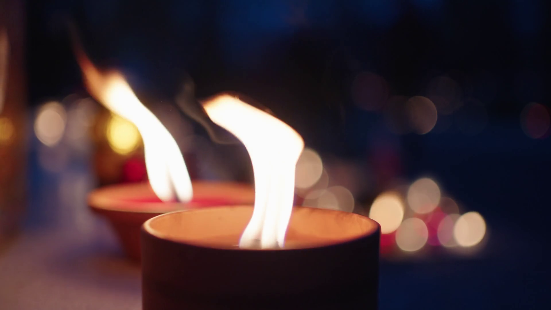 Grave Candles Lights Glowing On Cemetery At Stock Footage SBV-347265474