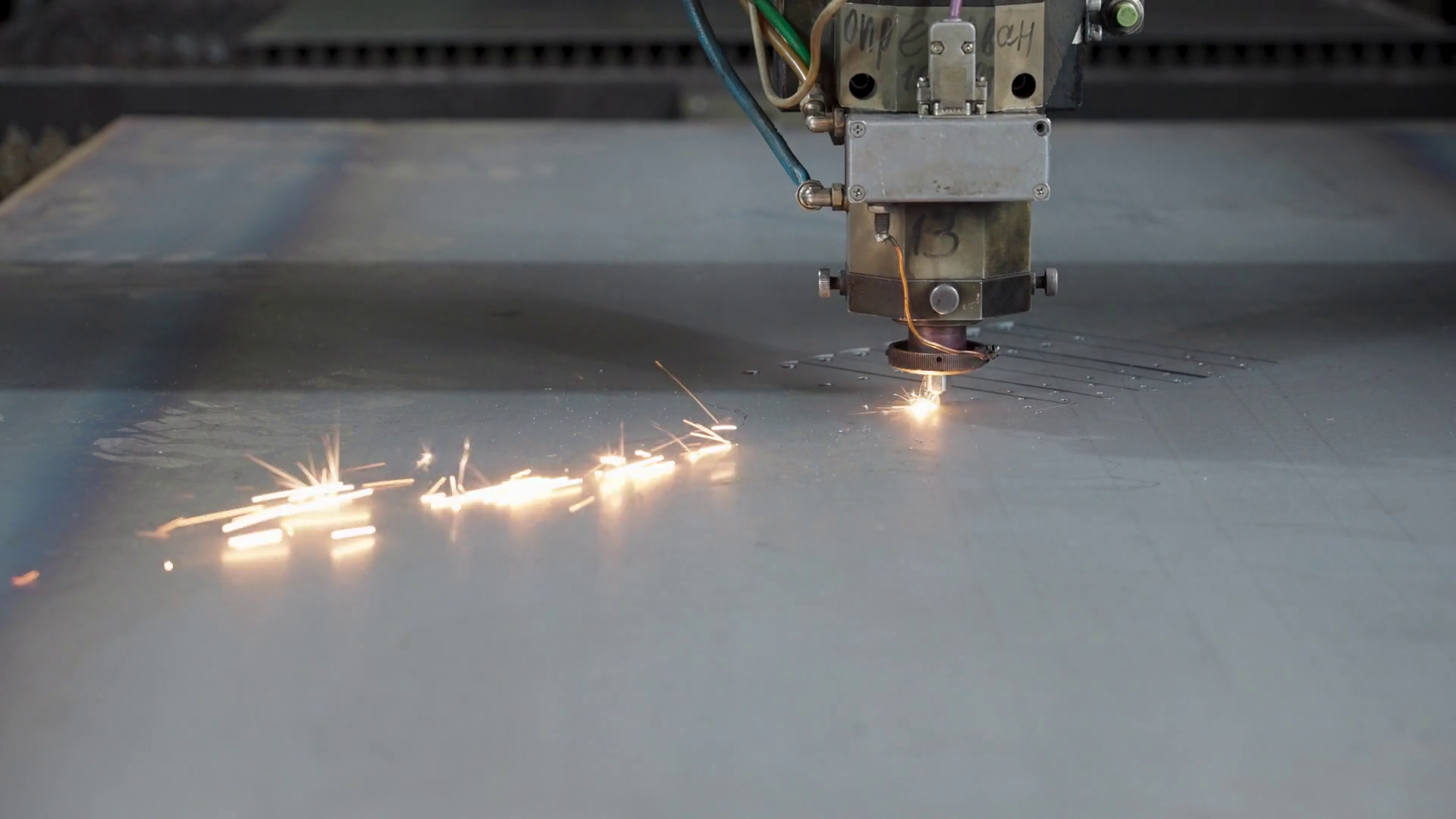 Industrial Cnc Laser Cutting Machine Cuts Stock Footage SBV347521400