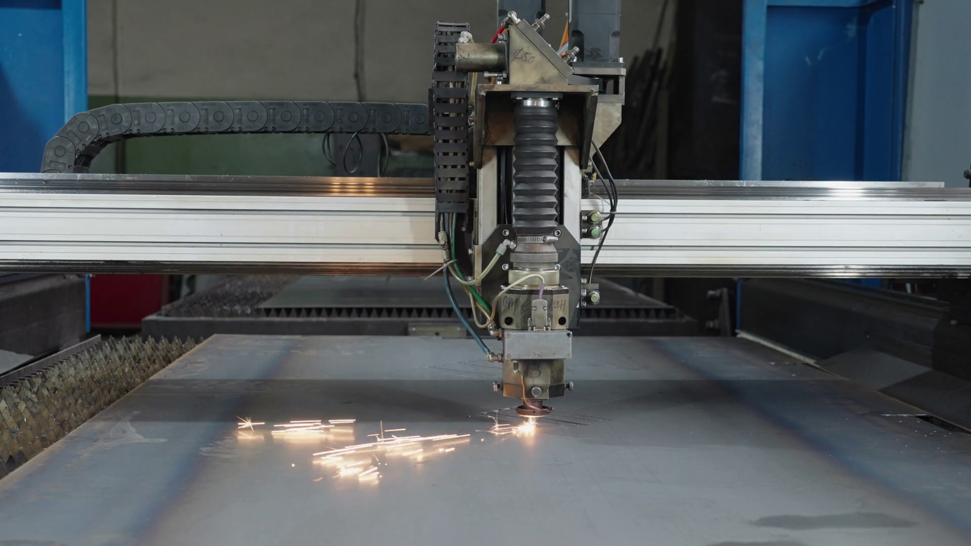 Industrial Cnc Laser Cutting Machine Cuts Stock Footage SBV347578298