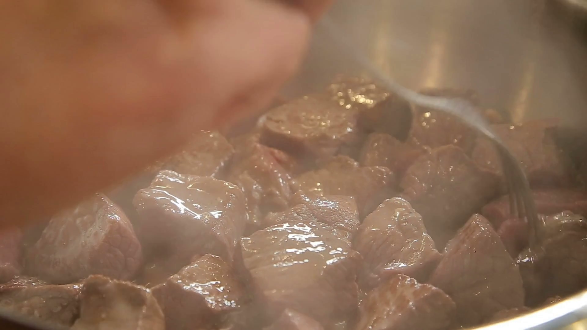 Stewing Cubes Of Beef In Casserole Stock Footage SBV338105970