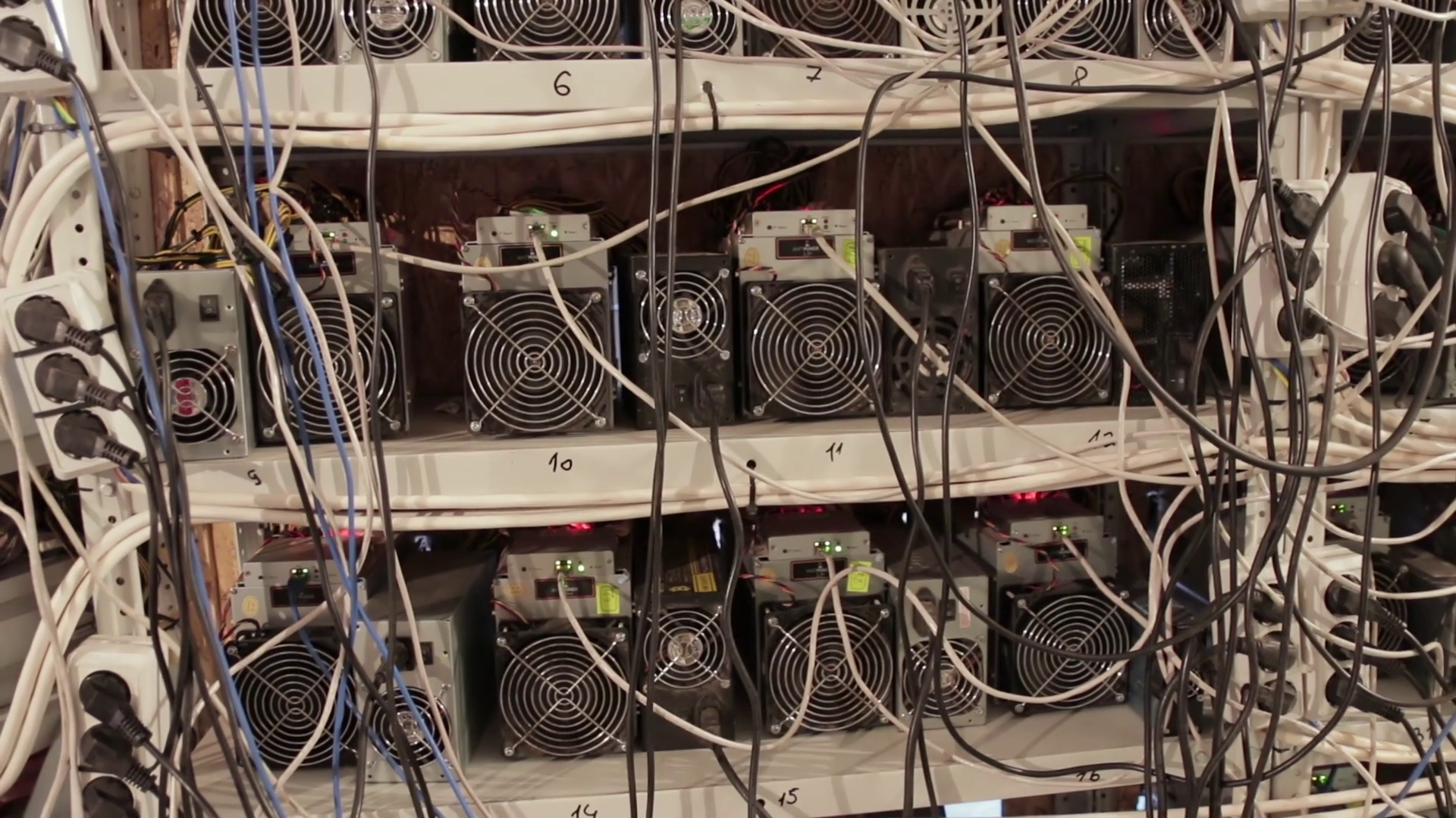 Server Room Crypto Currency Mining Back Side Stock Footage SBV ...