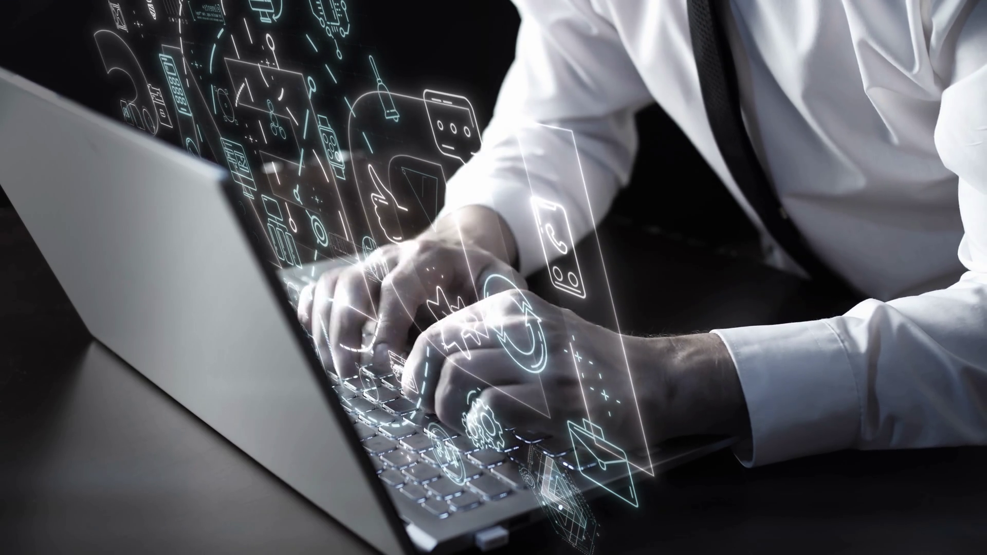 Businessman Working On Laptop With Digital Stock Footage SBV-352415614 ...