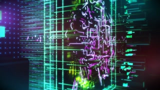 Colorful animation of an abstract concept of artificial intelligence.