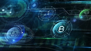 Animated space of cryptocurrency and digital art.