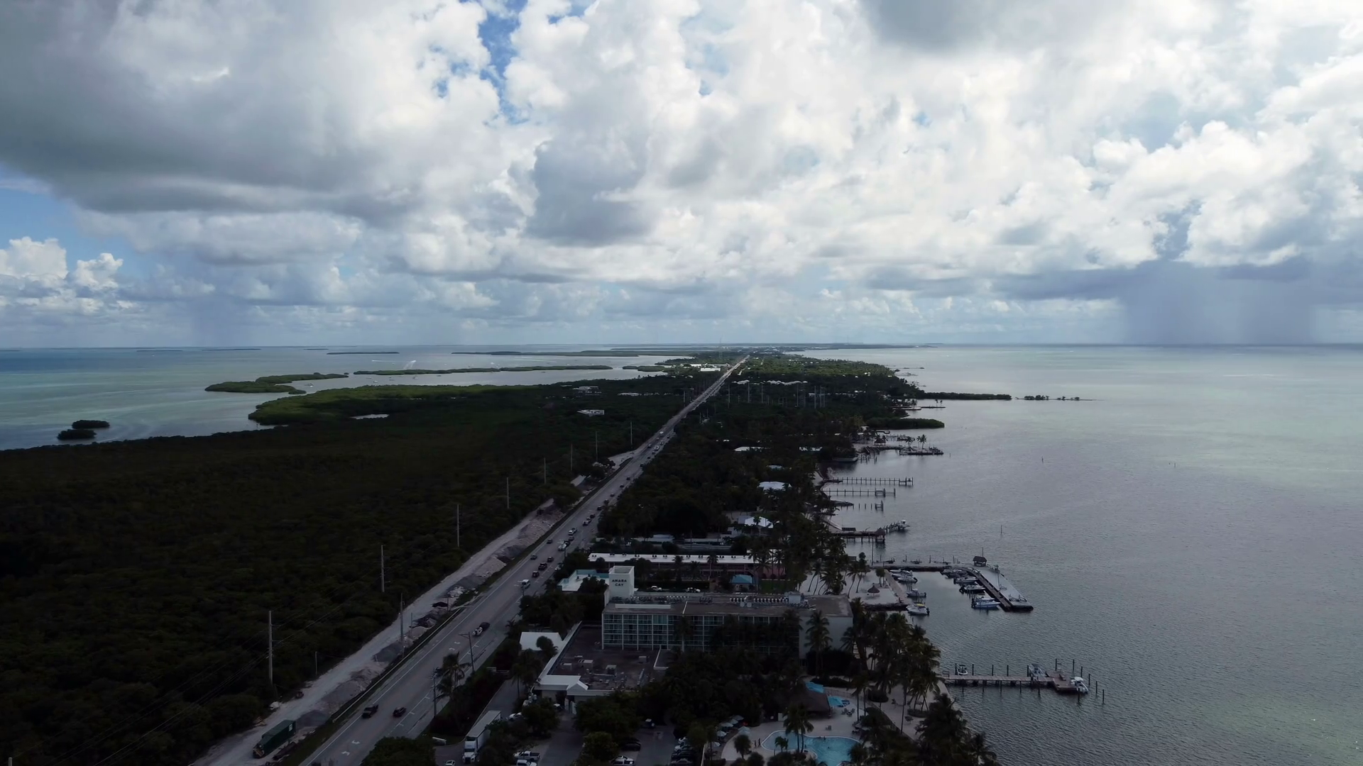 Islandmorada Florida Keys Drone Shot Flying Stock Footage SBV348428958