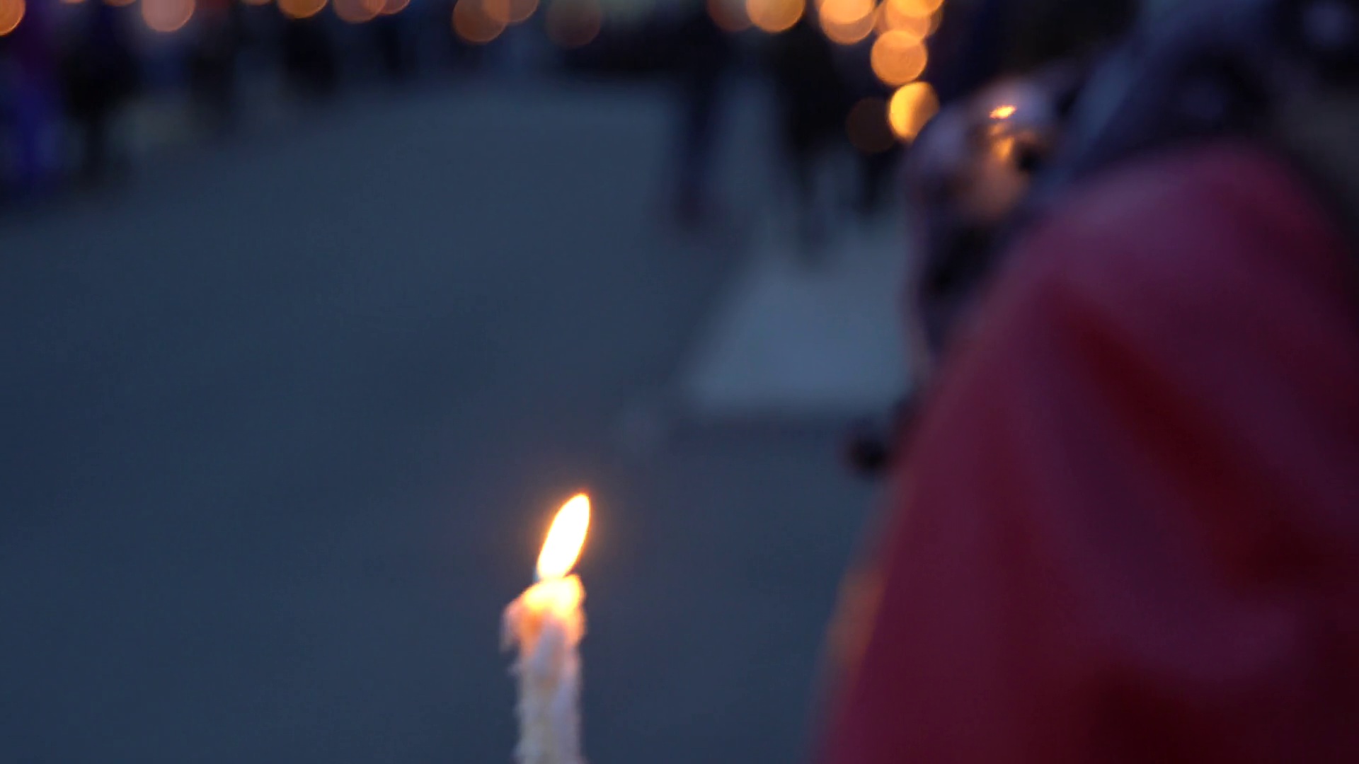 Group of people at candle light vigil Stock Video Footage 0015 SBV