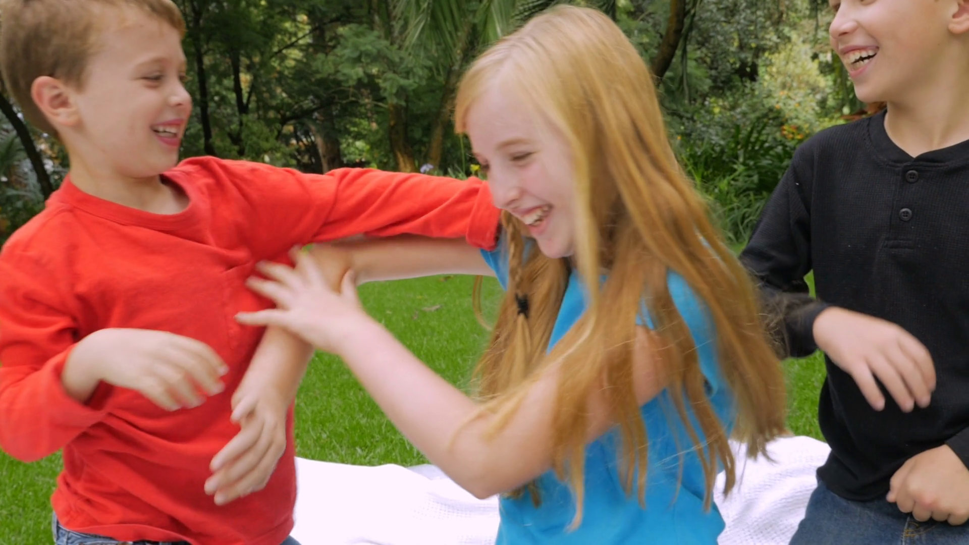 Brother sister wrestle erection