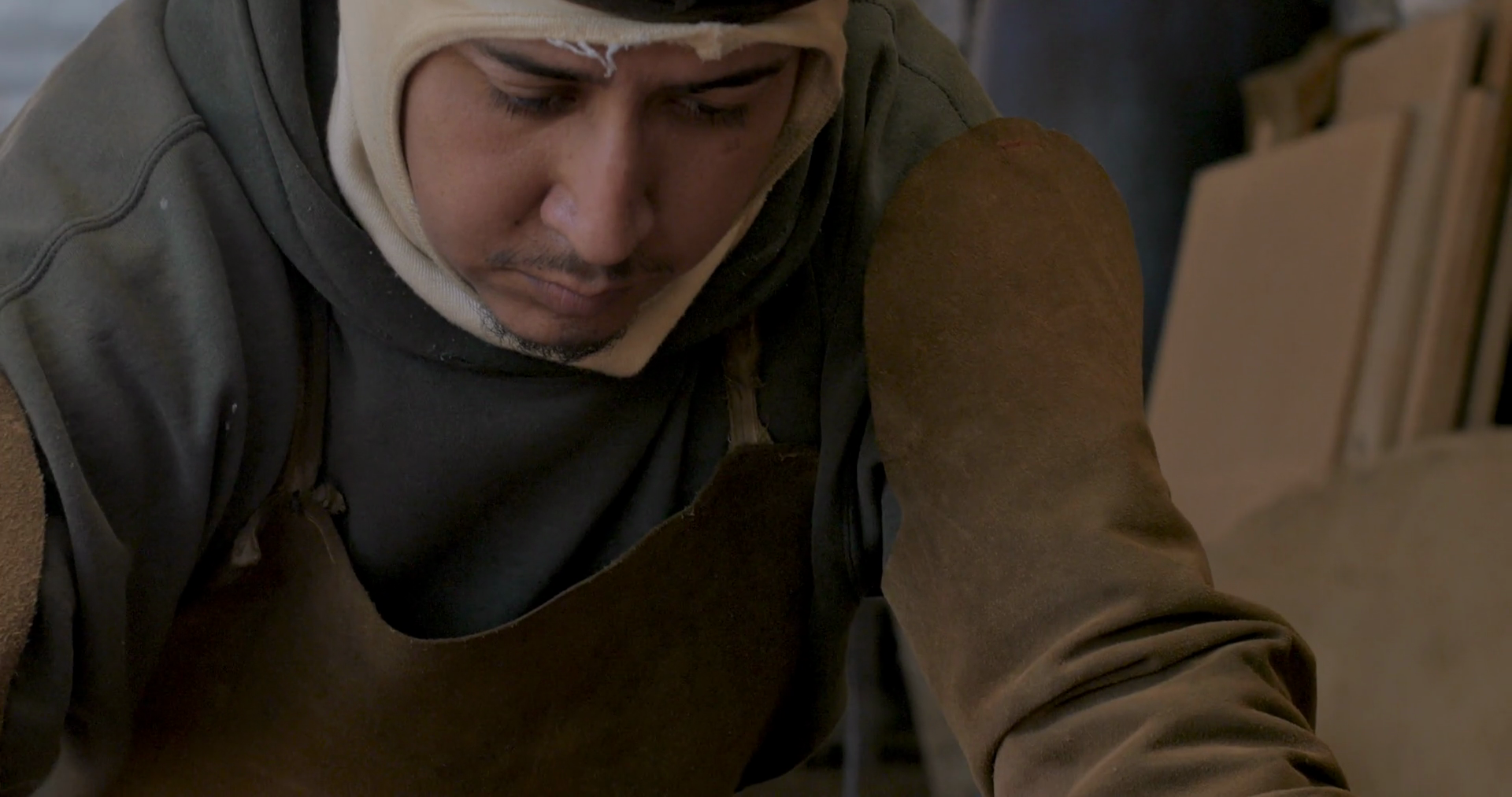 Man Soldering Piece Of Metal Wearing Stock Footage SBV333684016 Storyblocks