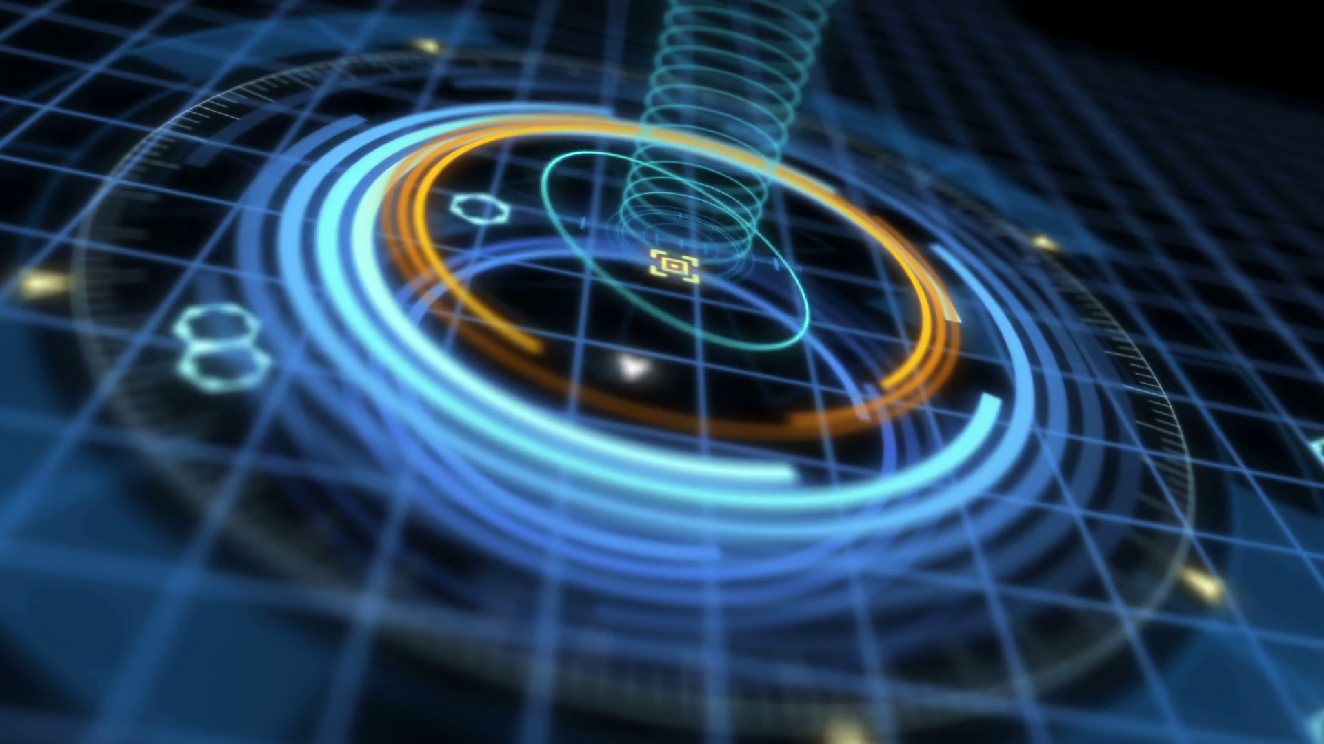 Futuristic hud display scanner with dynamic animation. Depth of field