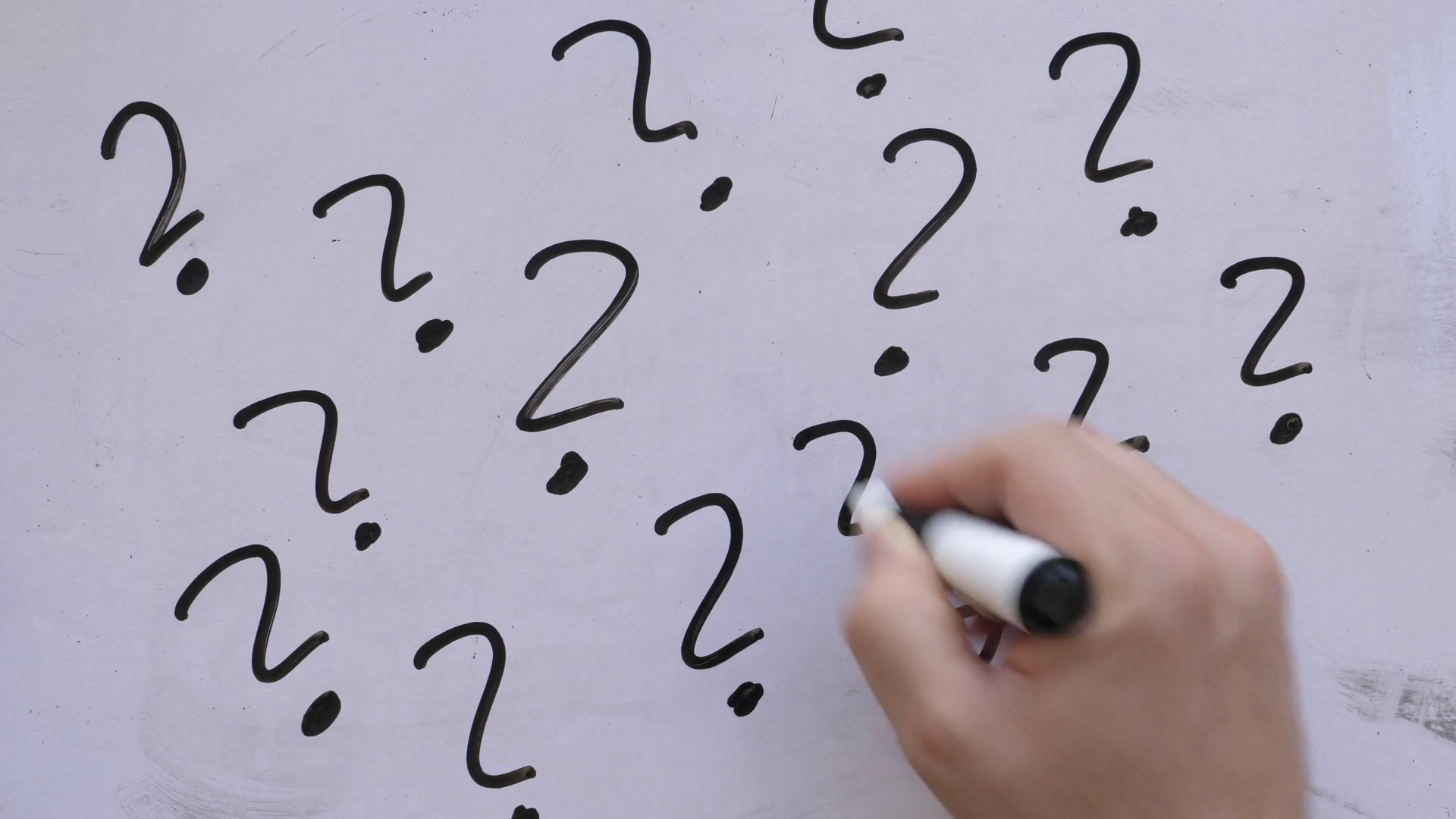 Drawing of question marks on whiteboard Stock Video Footage 0039 SBV