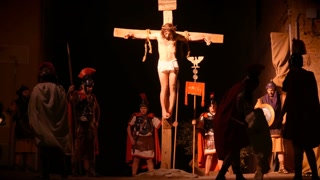 The Crucifixion, roman soldiers divided Jesus garments among themselves during a representation of the ‘Via Crucis’ (Way of the Cross) on March 29, 2024 in Antignano, Italy