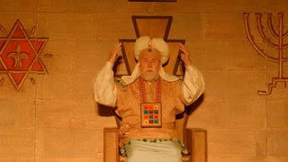 The Sanhedrin trial of Jesus at the high priest's palace during a representation of the ‘Via Crucis’ (Way of the Cross) on March 29, 2024 in Antignano, Italy