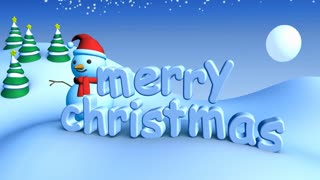 Merry Christmas in winter snow landscape