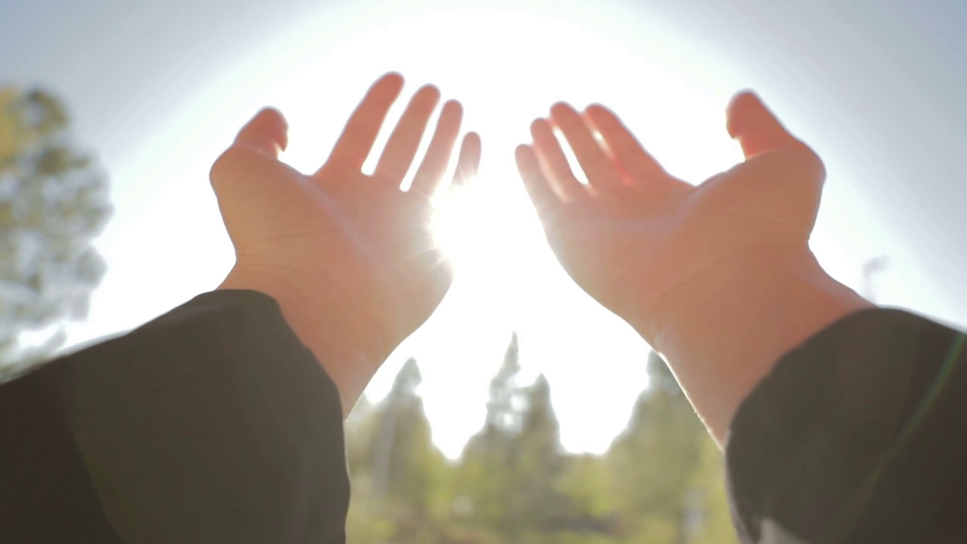 A Person Rises Hands Towards Sky Makes Prayer Stock Footage SBV
