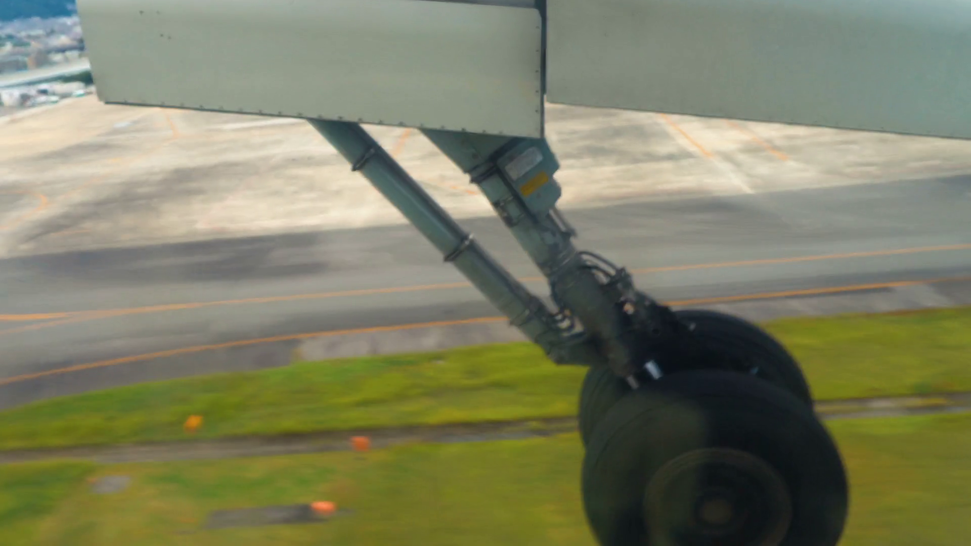 Airplane liftoff from the airport with wheels retracting Stock Video