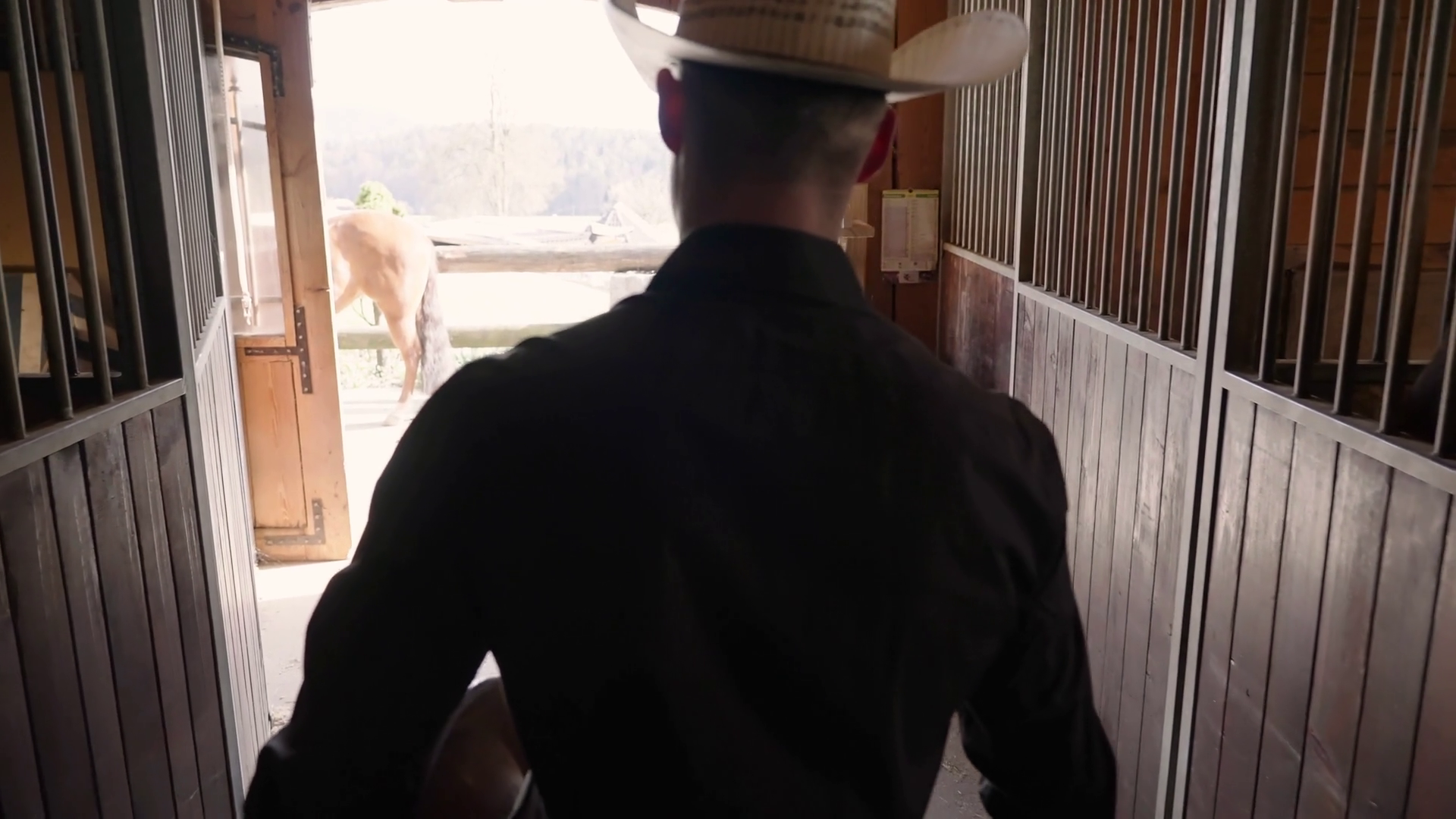 Cowboy With Horse Saddle Walk Outdoor From Stock Footage SBV-352057719 ...