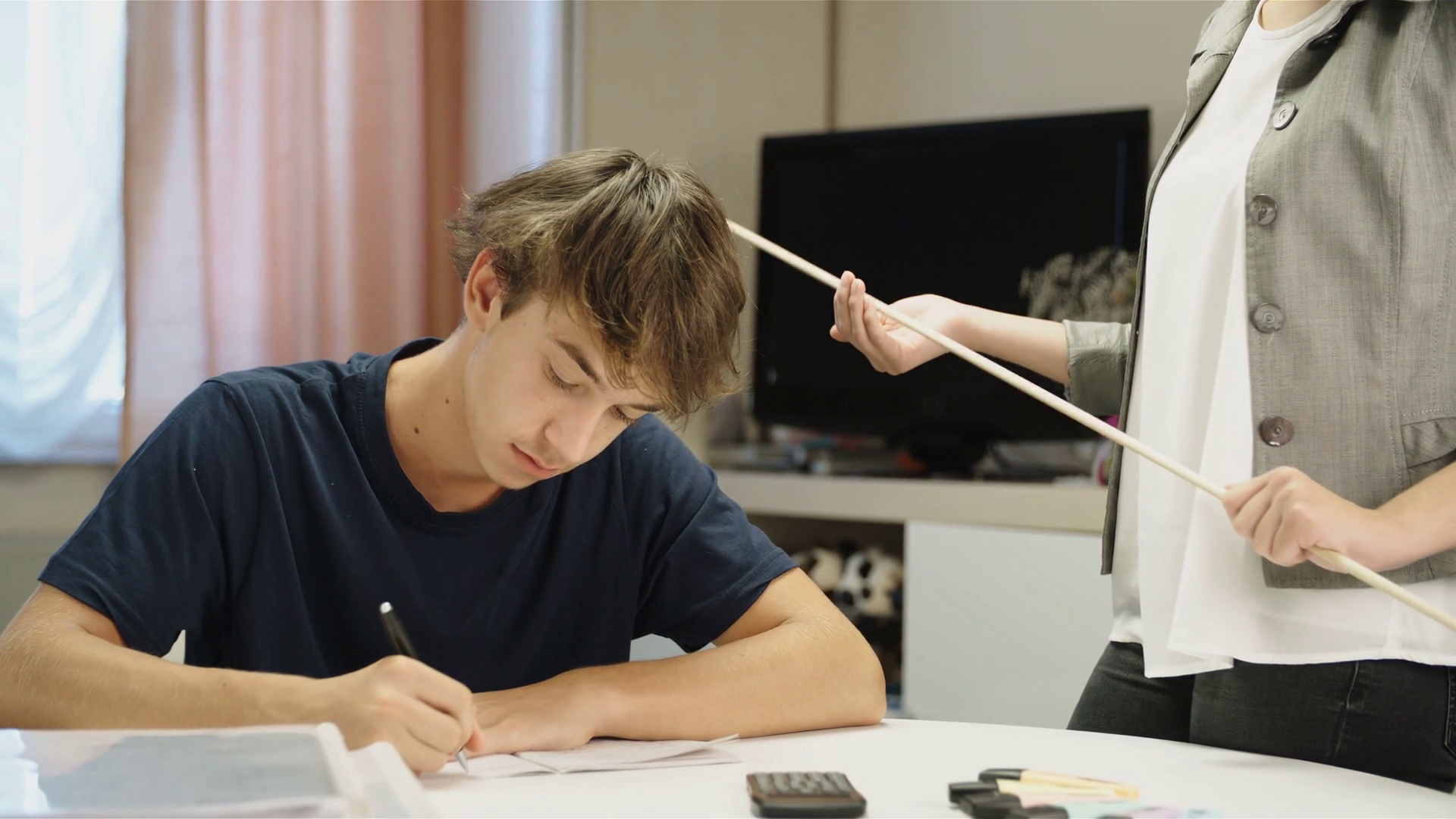 Boy Doing Homework Under Psychical Pressure Stock Footage SBV-352336651 ...
