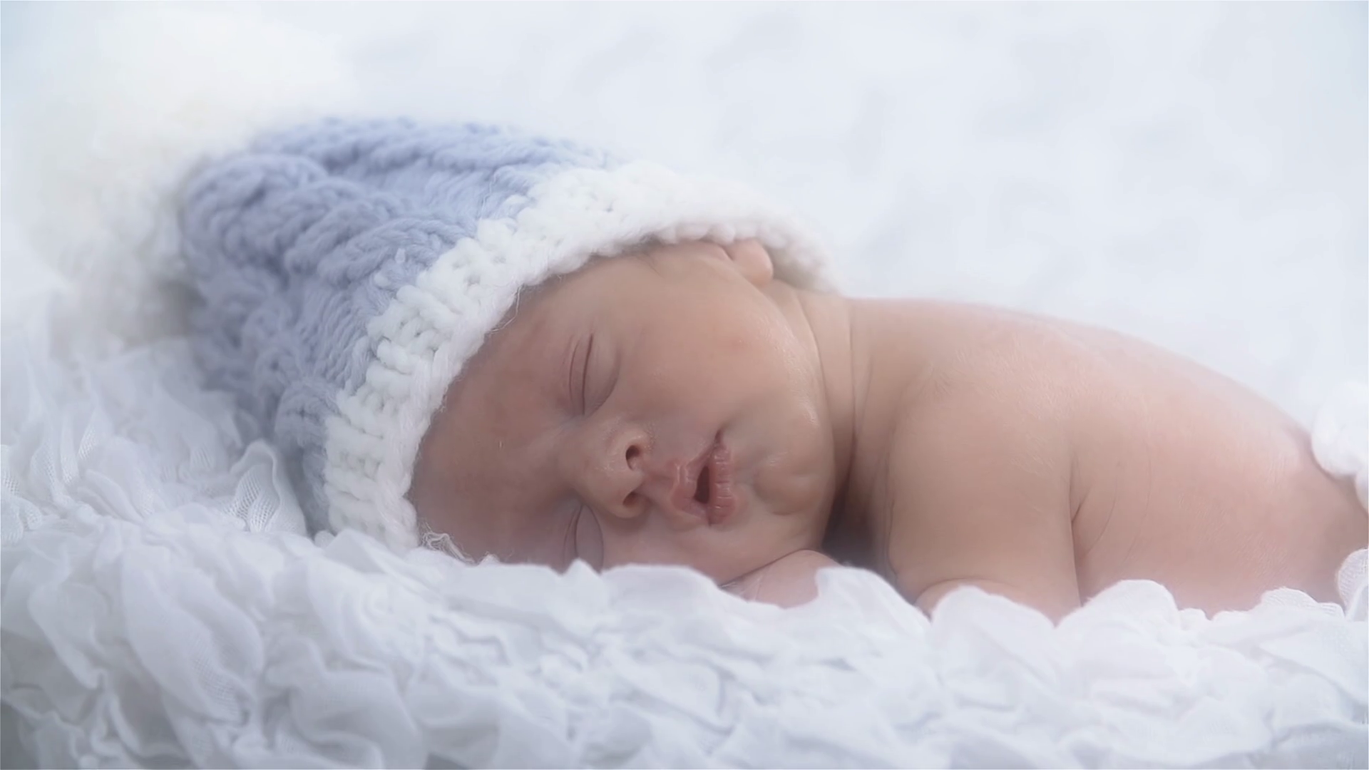 Cute Baby Sleeping With Blue Knitted Hat Stock Video Footage 0019 SBV