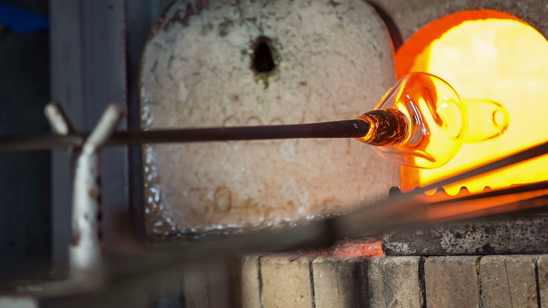 Rotating Glass Furnace Industry Fire Glass Stock Footage SBV315929304