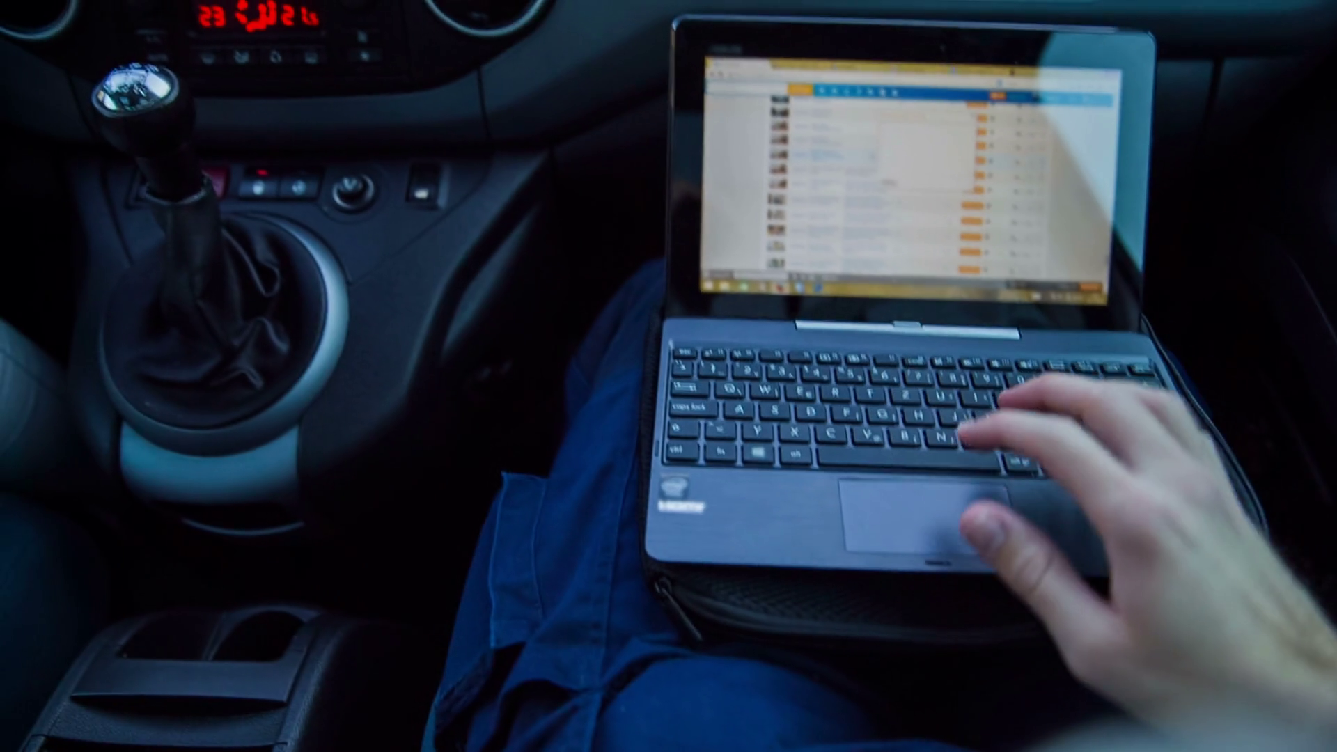 Person Working On Computer Driving In Car Stock Footage SBV315980926 Storyblocks