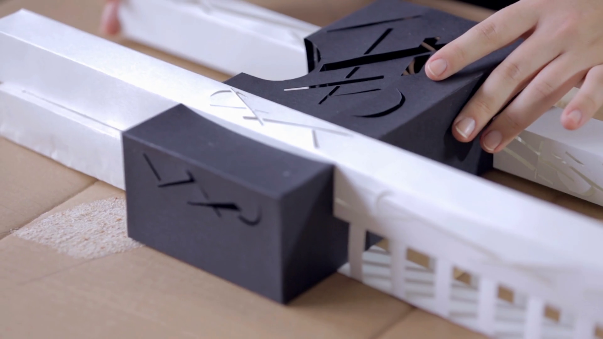 Setting Building Model on Paperboard Stock Video Footage 0005 SBV