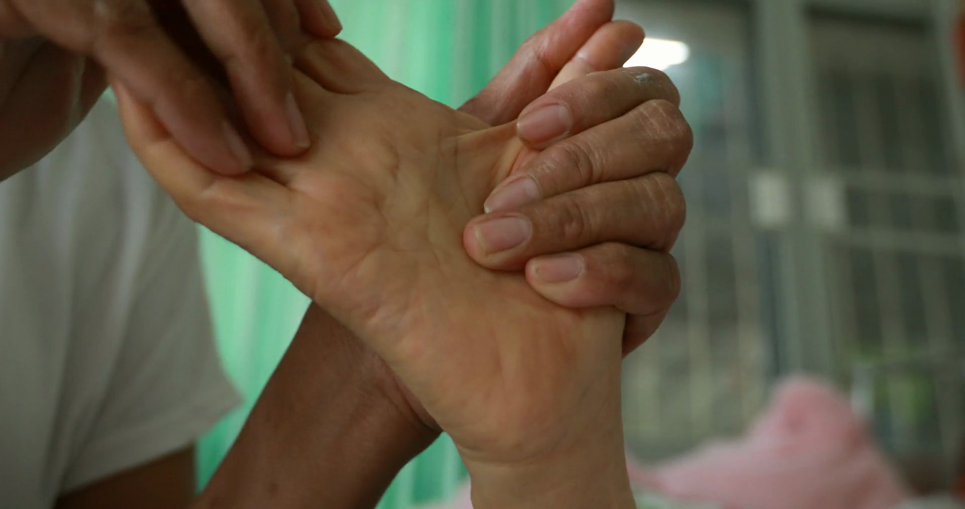 Physical Therapy at hands to a patient Stock Video Footage 0013 SBV