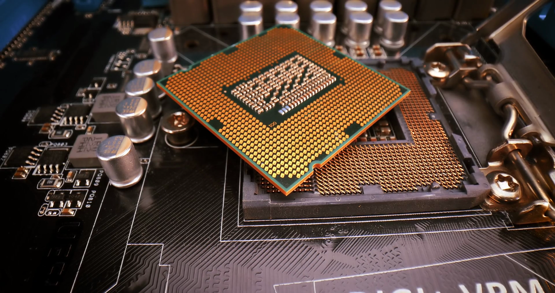 Close-up of CPU Chip Computer Central Processor. Modern computer ...