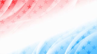 USA colors, stars and waves abstract elegant background. Independence Day motion design. Seamless looping video animation Ultra HD 4K 3840x2160
