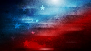 USA colors, stars and glowing stripes abstract grunge blot background. Independence Day seamless looping motion design. Video animation Ultra HD 4K 3840x2160